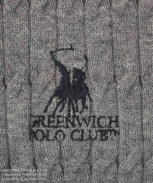 GREENWICH POLO CLUB(グリニッジポロクラブ)の「GREENWICH POLO CLUB(TM) ケーブル襟付ニットカーディガン(カーディガン/ボレロ・レディース・ネイビー/ホワイト系その他2/グレー・FREE)」の4枚目の写真