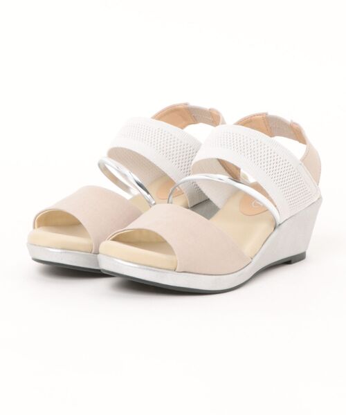 Piedi Nudi(ピエディヌーディ)の「BCC 異素材使い アシメサンダル(サンダル・レディース・ベージュ/ブラウン/ブラック・S/M/L/LL)」の2枚目の写真
