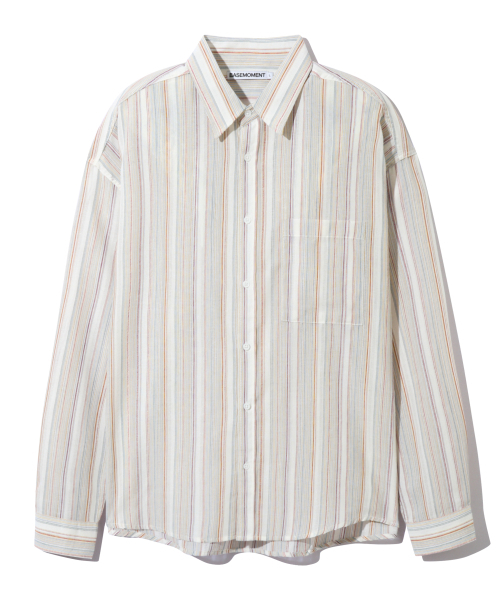 BASEMOMENT(ベースモーメント)の「マルチストライプオーバーシャツクリーム(シャツ/ブラウス・レディース・その他・X-LARGE/LARGE/MEDIUM)」の7枚目の写真