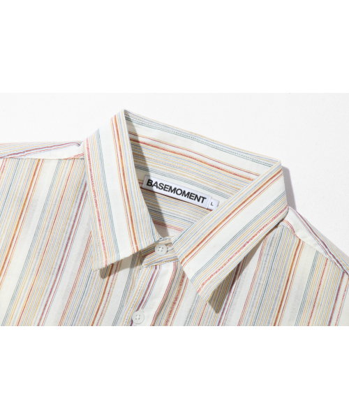 BASEMOMENT(ベースモーメント)の「マルチストライプオーバーシャツクリーム(シャツ/ブラウス・レディース・その他・X-LARGE/LARGE/MEDIUM)」の9枚目の写真