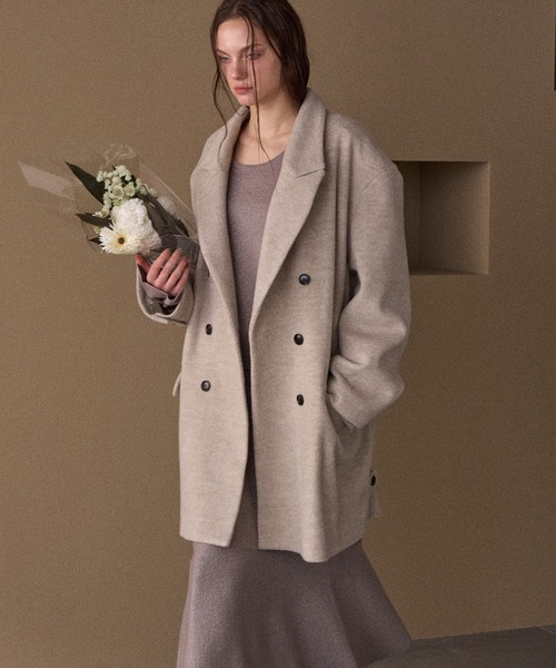 MIELI INVARIANT(ミエリインヴァリアント)の「Siamese Nuance Over Wool Coat(チェスターコート・レディース・ブラック/ベージュ・FREE)」の1枚目の写真