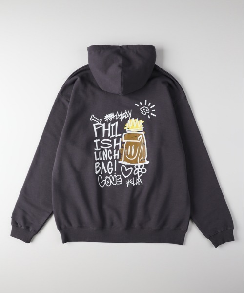 Right-on（ライトオン）の「【Philip Lumbang】プリントスウェットパーカー (ビッグシルエット / ユニセックス / 厚手コットン)（パーカー・メンズ・ブラック/グレー/ダークグレー・L/XL/M）」の3枚目の写真