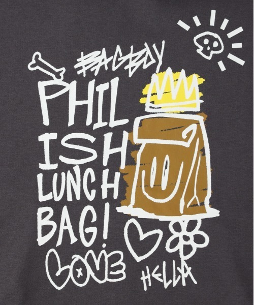 Right-on（ライトオン）の「【Philip Lumbang】プリントスウェットパーカー (ビッグシルエット / ユニセックス / 厚手コットン)（パーカー・メンズ・ブラック/グレー/ダークグレー・L/XL/M）」の15枚目の写真