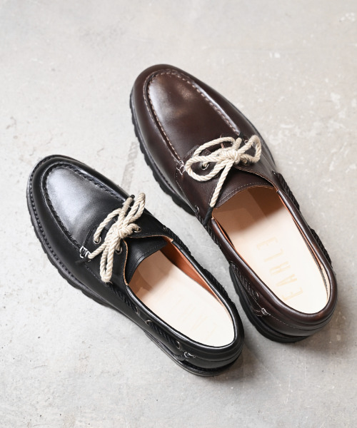 EARLE(アール)の「EARLE アール / 70’s classic moccasin 70'sクラシックモカシンレザーシューズ / ER6102(モカシン/デッキシューズ・メンズ・ブラック・43/42/41/40)」の6枚目の写真
