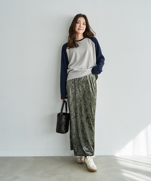 STYLE DELI(スタイルデリ)の「配色ラグランリブ生地プルオーバー(Tシャツ/カットソー・レディース・チャコールグレー/ネイビー/ワインレッド・FREE)」の5枚目の写真