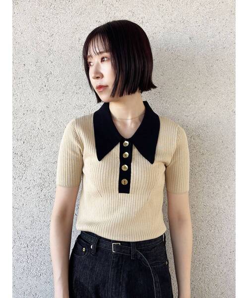 LAGUNAMOON（ラグナムーン）の「カラーネックラインニットプルオーバー（ニット/セーター・レディース・グレー/その他/アイボリー/ピンク/その他1/ベージュ/ネイビー・FREE）」の3枚目の写真