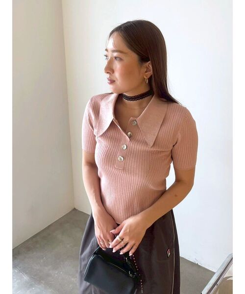 LAGUNAMOON（ラグナムーン）の「カラーネックラインニットプルオーバー（ニット/セーター・レディース・グレー/その他/アイボリー/ピンク/その他1/ベージュ/ネイビー・FREE）」の5枚目の写真