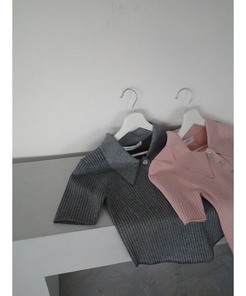 LAGUNAMOON(ラグナムーン)の「カラーネックラインニットプルオーバー 【夏服】【半袖】(ニット/セーター・レディース・グレー/その他/アイボリー/ピンク/その他1/ベージュ/ネイビー・FREE)」の10枚目の写真