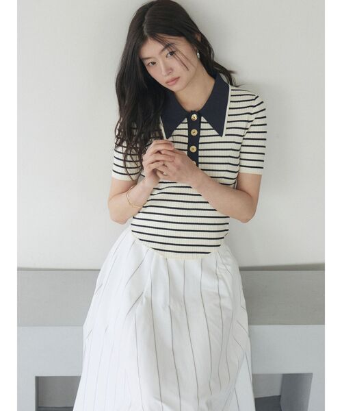 LAGUNAMOON(ラグナムーン)の「カラーネックラインニットプルオーバー 【夏服】【半袖】(ニット/セーター・レディース・グレー/その他/アイボリー/ピンク/その他1/ベージュ/ネイビー・FREE)」の13枚目の写真
