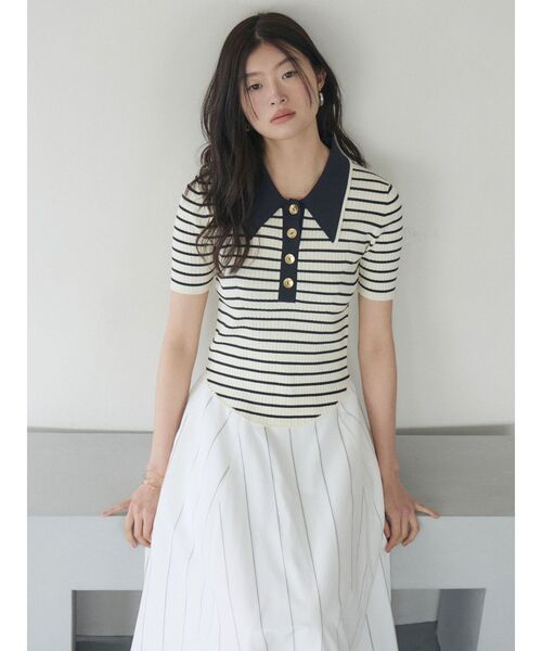 LAGUNAMOON(ラグナムーン)の「カラーネックラインニットプルオーバー 【夏服】【半袖】(ニット/セーター・レディース・グレー/その他/アイボリー/ピンク/その他1/ベージュ/ネイビー・FREE)」の14枚目の写真