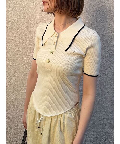 LAGUNAMOON(ラグナムーン)の「カラーネックラインニットプルオーバー 【夏服】【半袖】(ニット/セーター・レディース・グレー/その他/アイボリー/ピンク/その他1/ベージュ/ネイビー・FREE)」の10枚目の写真