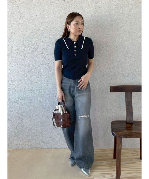 LAGUNAMOON（ラグナムーン）の「カラーネックラインニットプルオーバー（ニット/セーター・レディース・グレー/その他/アイボリー/ピンク/その他1/ベージュ/ネイビー・FREE）」の20枚目の写真