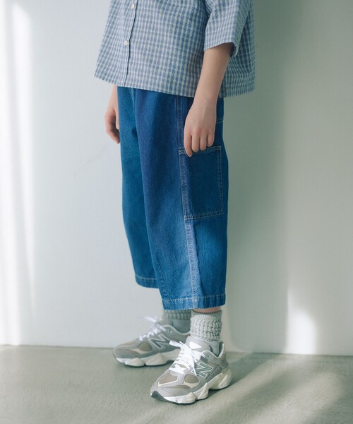 green label relaxing（グリーンレーベルリラクシング）の「デニム クロップド ペインター パンツ / キッズ  100cm-160cm（デニムパンツ・キッズ・ネイビー・110cm/100cm/120cm/130cm/140cm/150cm/160cm）」の3枚目の写真