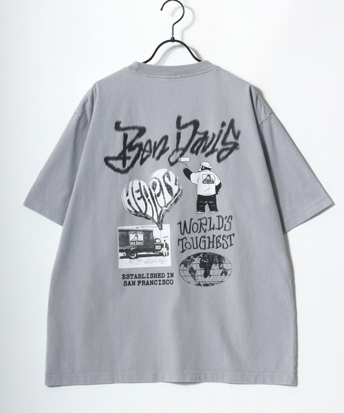 BEN DAVIS(ベンデイビス)の「BEN DAVIS/ベンデイビス TGGING VNTG TEE/オーバーサイズ ヴィンテージ加工 ストリート バックプリント ロゴ ワンポイント 半袖Tシャツ/レディース メンズ(Tシャツ/カットソー・メンズ・ライトグレー/ブルー/ブラック・L/XL/M)」の13枚目の写真