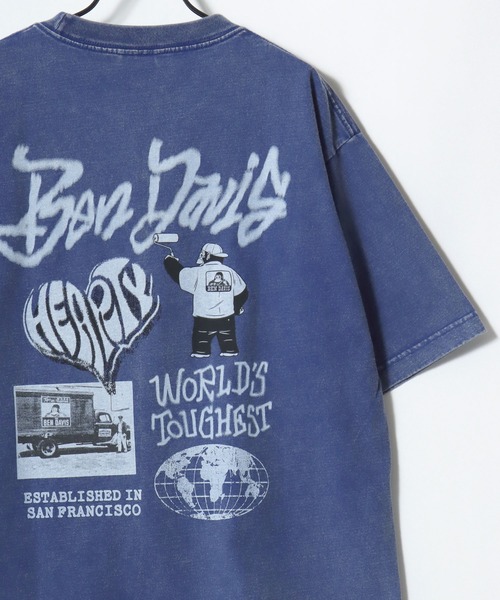 BEN DAVIS(ベンデイビス)の「BEN DAVIS/ベンデイビス TGGING VNTG TEE/オーバーサイズ ヴィンテージ加工 ストリート バックプリント ロゴ ワンポイント 半袖Tシャツ/レディース メンズ(Tシャツ/カットソー・メンズ・ライトグレー/ブルー/ブラック・L/XL/M)」の9枚目の写真