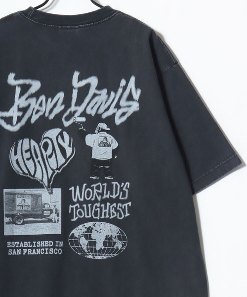 BEN DAVIS(ベンデイビス)の「BEN DAVIS/ベンデイビス TGGING VNTG TEE/オーバーサイズ ヴィンテージ加工 ストリート バックプリント ロゴ ワンポイント 半袖Tシャツ/レディース メンズ(Tシャツ/カットソー・メンズ・ライトグレー/ブルー/ブラック・L/XL/M)」の5枚目の写真