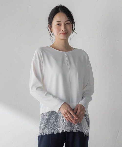 LAUTREAMONT(ロートレアモン)の「裾レースジョーゼットブラウス(シャツ/ブラウス・レディース・ホワイト・9号)」の8枚目の写真