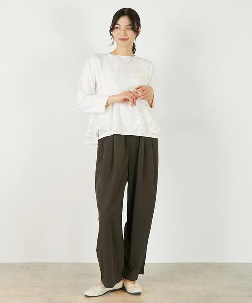 MELROSE claire（メルローズ クレール）の「【カットジャガードキャミブラウス】（シャツ/ブラウス・レディース・ブラック/ホワイト・FREE）」の3枚目の写真
