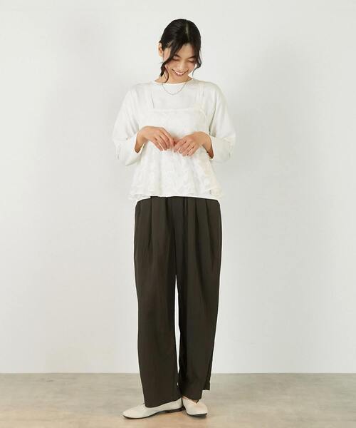 MELROSE claire（メルローズ クレール）の「【カットジャガードキャミブラウス】（シャツ/ブラウス・レディース・ブラック/ホワイト・FREE）」の4枚目の写真