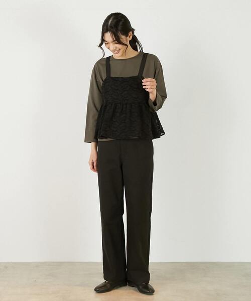 MELROSE claire（メルローズ クレール）の「【カットジャガードキャミブラウス】（シャツ/ブラウス・レディース・ブラック/ホワイト・FREE）」の15枚目の写真