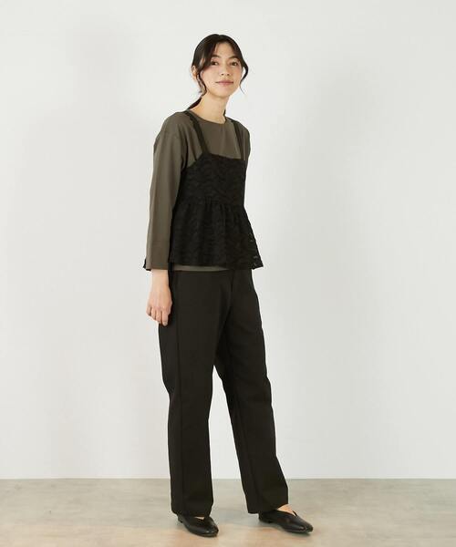 MELROSE claire（メルローズ クレール）の「【カットジャガードキャミブラウス】（シャツ/ブラウス・レディース・ブラック/ホワイト・FREE）」の21枚目の写真