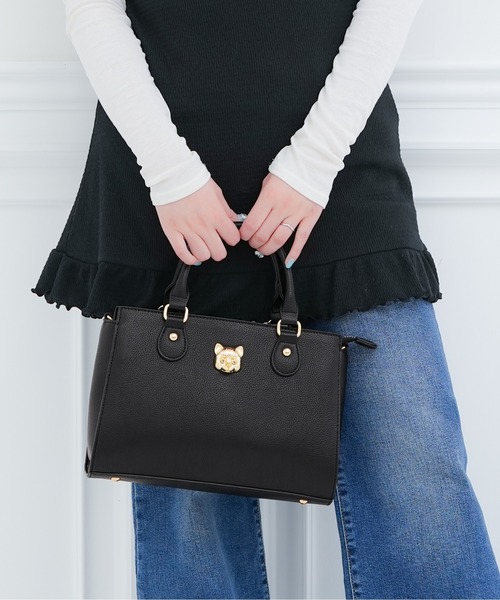 PAUL & JOE ACCESSOIRES(ポールアンドジョーアクセソワ)の「【PAUL & JOE ACCESSOIRES /ポール アンド ジョー アクセソワ 】 3D CAT FACE ハンドバッグ(ハンドバッグ・レディース・ピンク/グリーン/アイボリー/ブラック・FREE)」の1枚目の写真