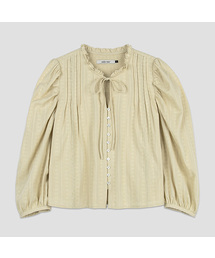 VOLUME SLEEVE LACE COTTON BLOUSE (BL-4394)