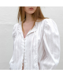 VOLUME SLEEVE LACE COTTON BLOUSE (BL-4394)