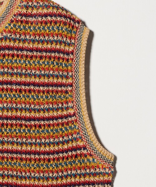 Coohem（コーヘン）の「＜COOHEM＞ SUKE BORDER VEST/ベスト（ベスト・メンズ・レッド/ライム・L/M）」の5枚目の写真