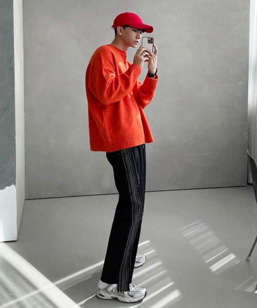 NOWLE（ノウル）の「【NOWLE】サイドライン ワイド ストレート イージーパンツ / レトロトラックパンツ（その他パンツ・メンズ・ブラック・MEDIUM/LARGE）」の9枚目の写真