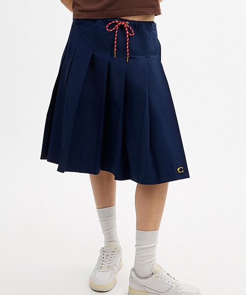 スポーティ プリーテッド ミディ スカート