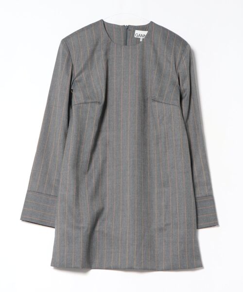 GANNI（ガニー）の「Brushed Wool Stripe Circle Col W0994（ワンピース・レディース・グレー・36）」の3枚目の写真