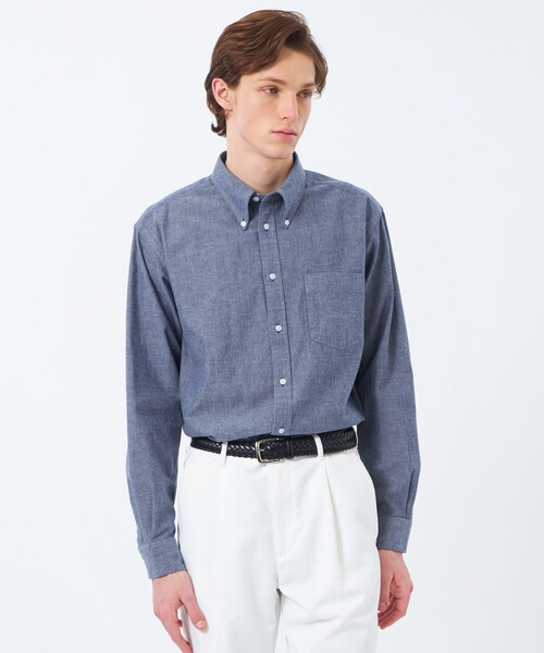 MACKINTOSH PHILOSOPHY(マッキントッシュ フィロソフィー)の「シャンブレー/ストライプ リラックスボタンダウンシャツ(シャツ/ブラウス・メンズ・ブルー系その他7/ベージュ系その他2/ブルー系その他3・38/40)」の1枚目の写真
