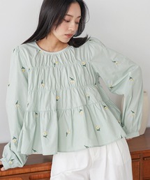 刺繍ティアードブラウス