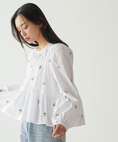 mili an deni(ミリアンデニ)の「刺繍ティアードブラウス(シャツ/ブラウス・レディース・ホワイト/ブラック/ミント・M)」の19枚目の写真