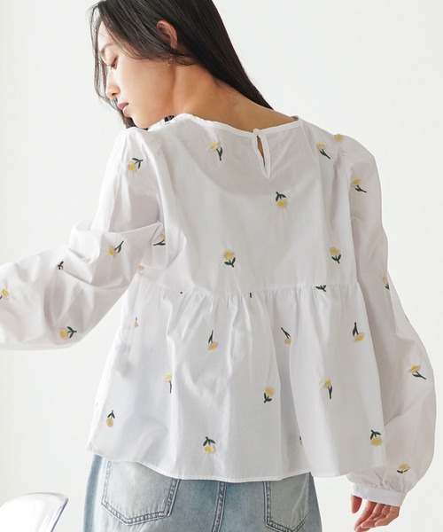 mili an deni(ミリアンデニ)の「刺繍ティアードブラウス(シャツ/ブラウス・レディース・ホワイト/ブラック/ミント・M)」の13枚目の写真