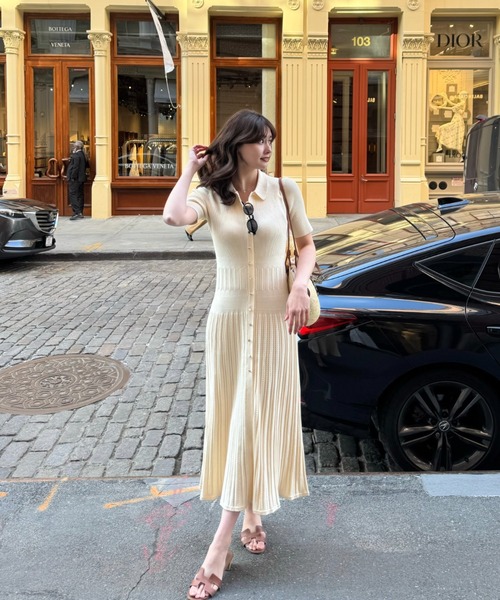 ワンピース Herlipto Eyelet Polo Knit Dress Eyelet Polo Knit Dress（ワンピース）｜Her lip to（ハーリップトゥー