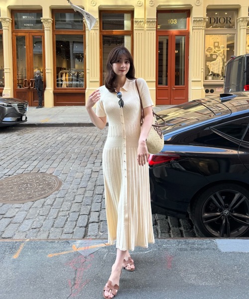 Eyelet Polo Knit Dress（ワンピース）｜Her lip to（ハーリップトゥー