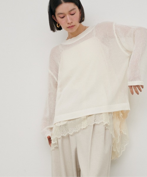 LARUTA（ラルータ）の「【LARUTA】ボートネックギマシアーニット（ニット/セーター・レディース・チャコールグレー/イエロー/ライトグレー/オフホワイト・FREE）」の3枚目の写真