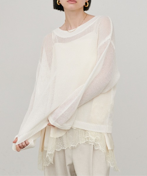 LARUTA（ラルータ）の「【LARUTA】ボートネックギマシアーニット（ニット/セーター・レディース・チャコールグレー/イエロー/ライトグレー/オフホワイト・FREE）」の7枚目の写真