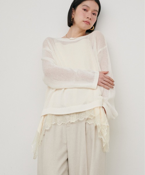 LARUTA（ラルータ）の「【LARUTA】ボートネックギマシアーニット（ニット/セーター・レディース・チャコールグレー/イエロー/ライトグレー/オフホワイト・FREE）」の6枚目の写真