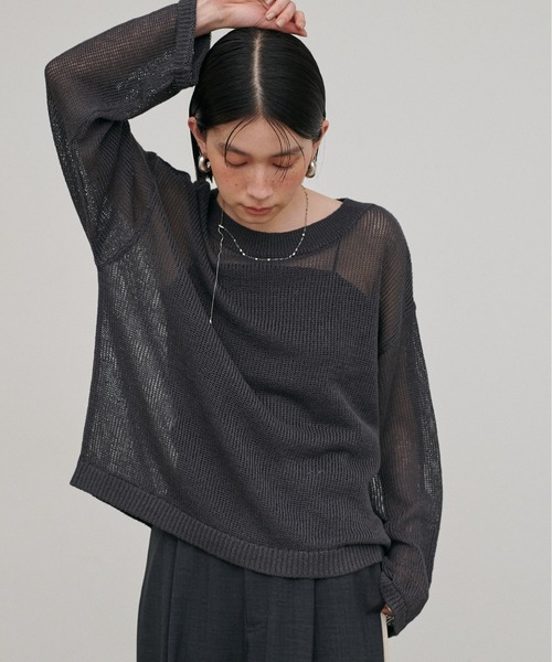 LARUTA（ラルータ）の「【LARUTA】ボートネックギマシアーニット（ニット/セーター・レディース・チャコールグレー/イエロー/ライトグレー/オフホワイト・FREE）」の10枚目の写真