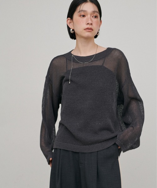 LARUTA（ラルータ）の「【LARUTA】ボートネックギマシアーニット（ニット/セーター・レディース・チャコールグレー/イエロー/ライトグレー/オフホワイト・FREE）」の11枚目の写真