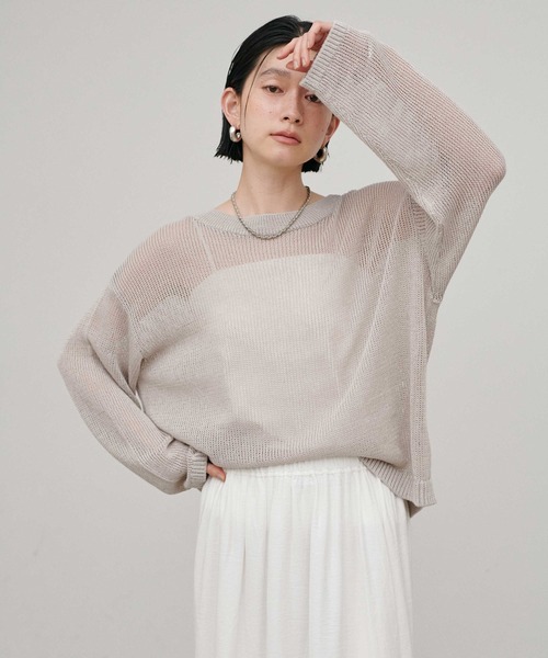 LARUTA（ラルータ）の「【LARUTA】ボートネックギマシアーニット（ニット/セーター・レディース・チャコールグレー/イエロー/ライトグレー/オフホワイト・FREE）」の15枚目の写真