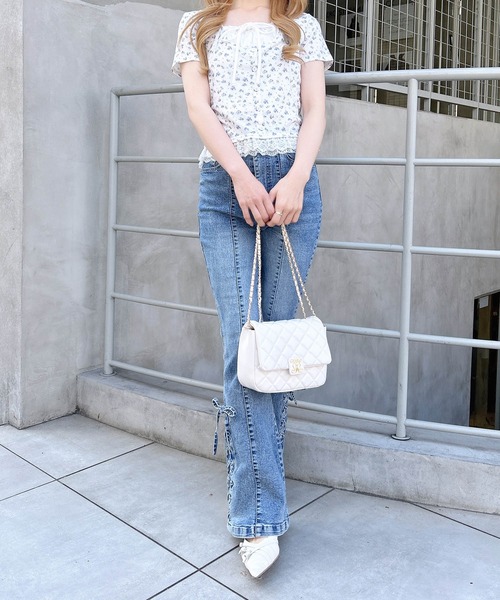 INGNI(イング)の「レースレイヤード風リボン付き半袖リブトップス(Tシャツ/カットソー・レディース・ライトピンク/ホワイト系その他/ブラック系その他4/ブラック/ホワイト系/グレー・M)」の20枚目の写真