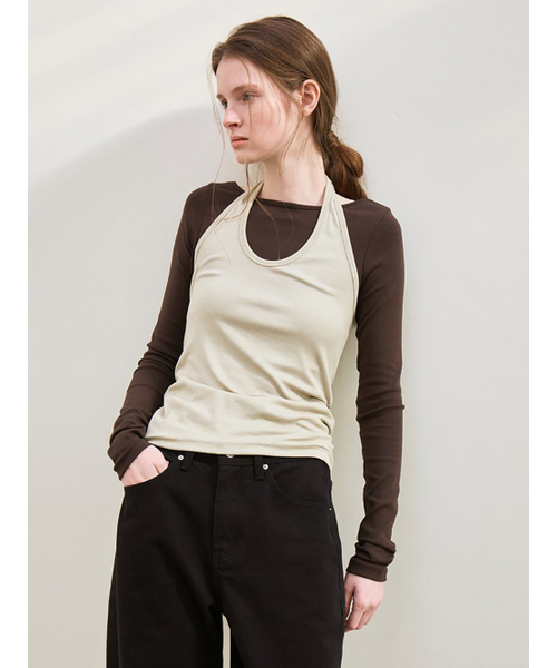 le（ル）の「ribbed halter top (sage green)（Tシャツ/カットソー・レディース・その他・FREE）」の2枚目の写真