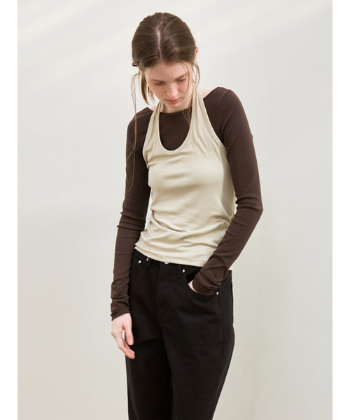 le（ル）の「ribbed halter top (sage green)（Tシャツ/カットソー・レディース・その他・FREE）」の4枚目の写真