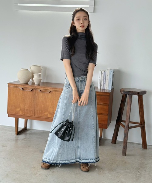 Jewelobe（ジュエローブ）の「サイド切替デニムロングスカート（デニムスカート・レディース・サックスブルー・M/S）」の3枚目の写真