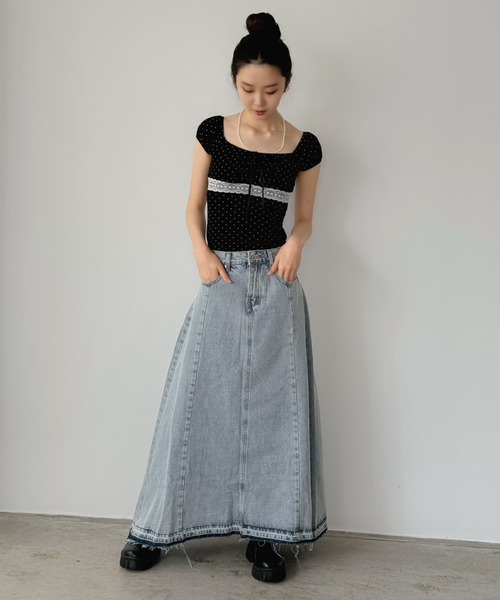 Jewelobe（ジュエローブ）の「サイド切替デニムロングスカート（デニムスカート・レディース・サックスブルー・M/S）」の15枚目の写真