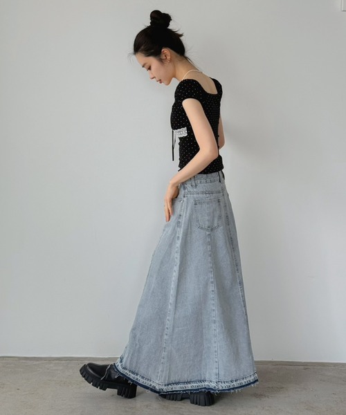 Jewelobe（ジュエローブ）の「サイド切替デニムロングスカート（デニムスカート・レディース・サックスブルー・M/S）」の16枚目の写真